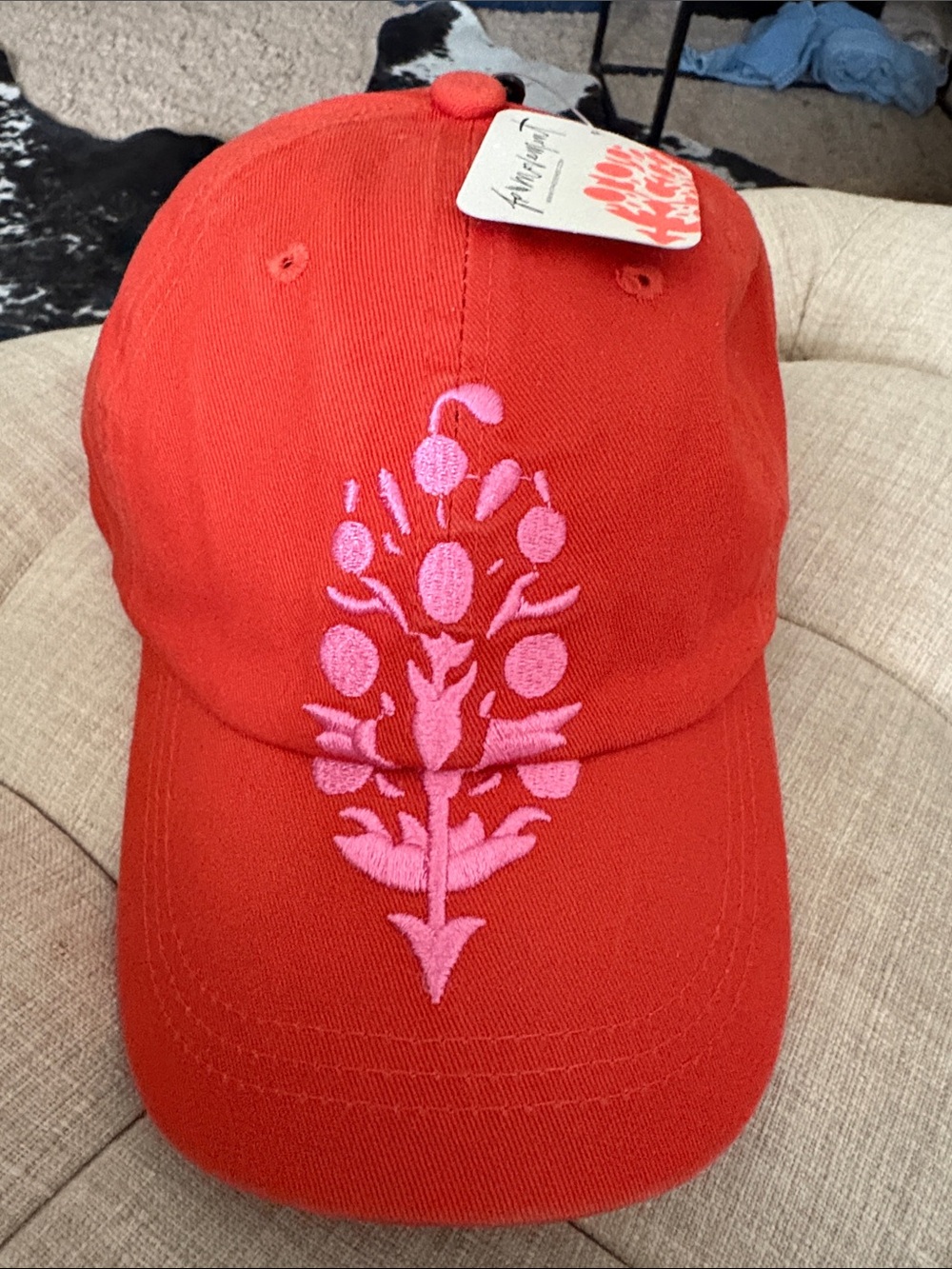 FP Movement by Free People Red Baseball Cap with Pink Embroidered Floral